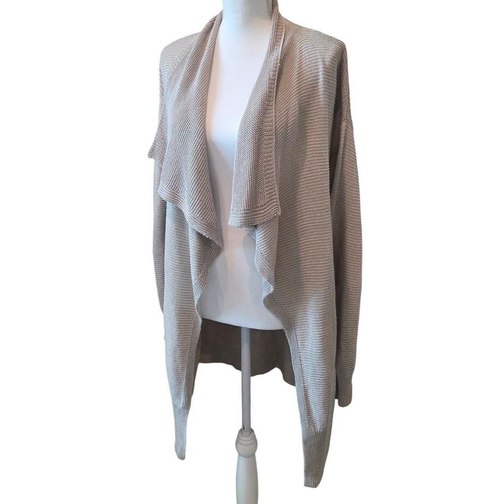 Banana Republic Waterfall Cardigan Italian Linen Draped Beige Coastal‎ Medium